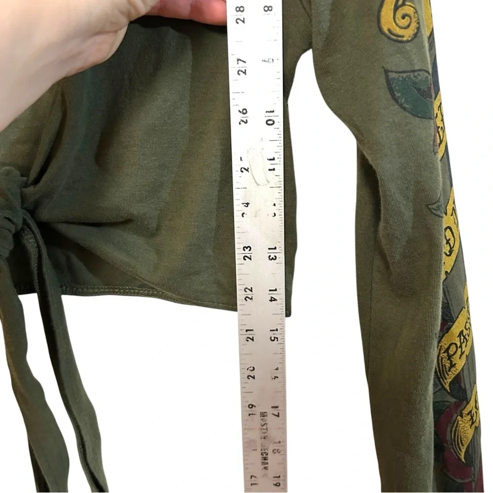 Y2K RARE lucky brand L/XL shrug cardigan arm tattoo dagger PRINT arm sleeve tie - Picture 9 of 14